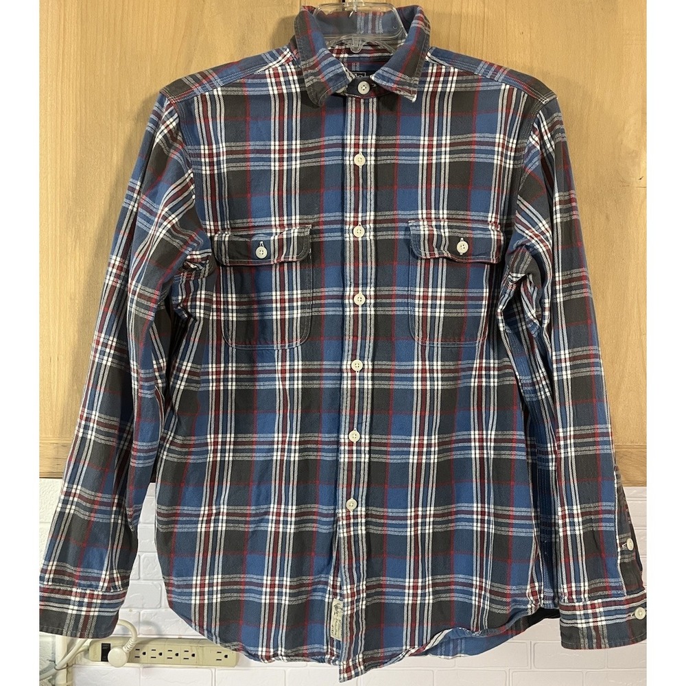 Polo Ralph Lauren Flannel Shirt Mens Large Blue Plaid Shipyard Supply Co Top‎